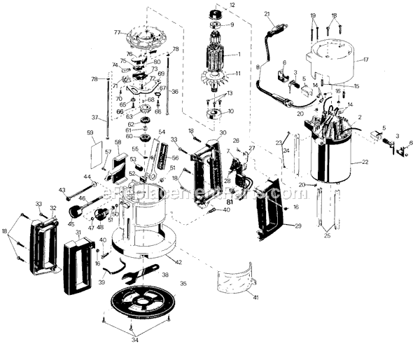 Page A Diagram and Parts List for Type 1 Black and Decker Router
